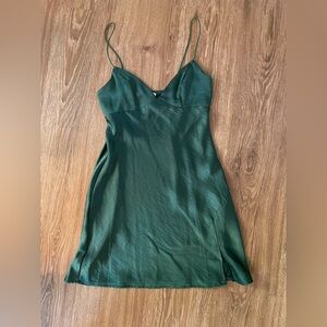 Green slip dress